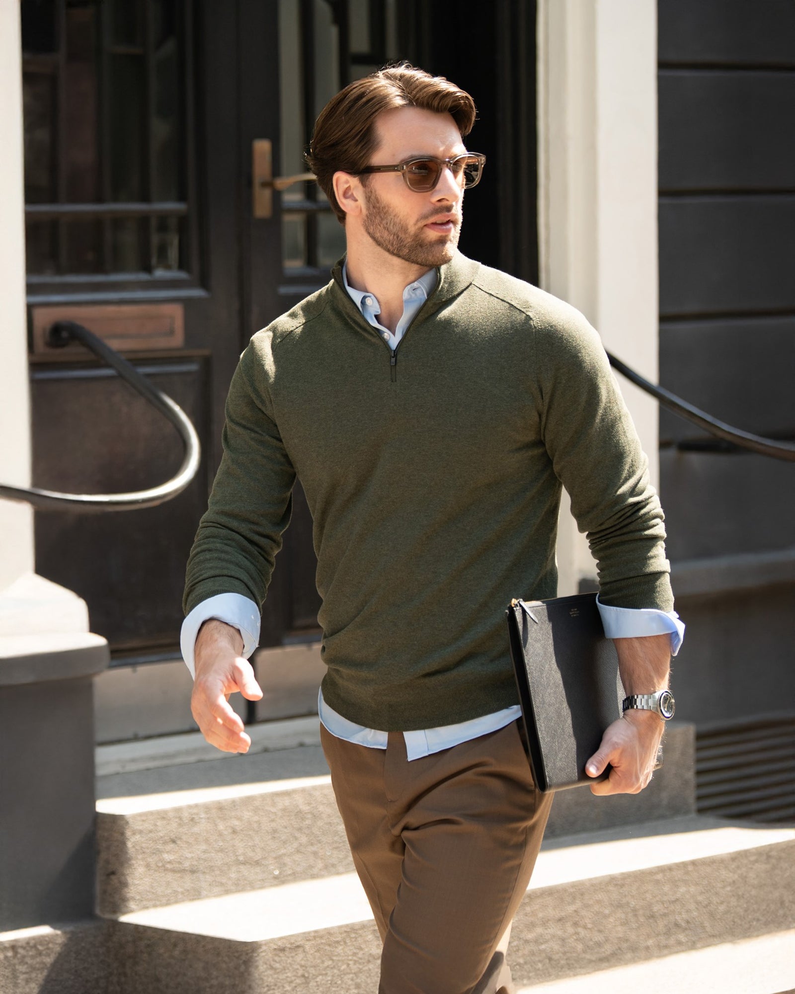 Brighton 1 4 Zip Men Black Back