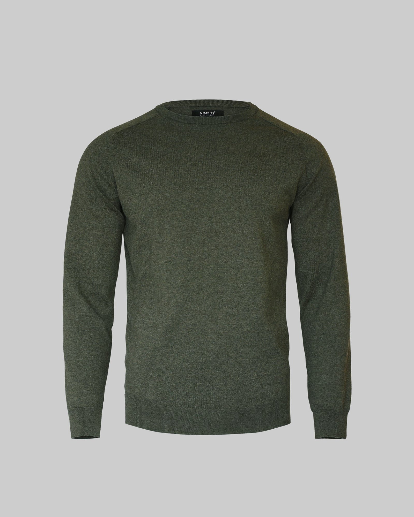 Brighton O Neck Men Olive Melange Back