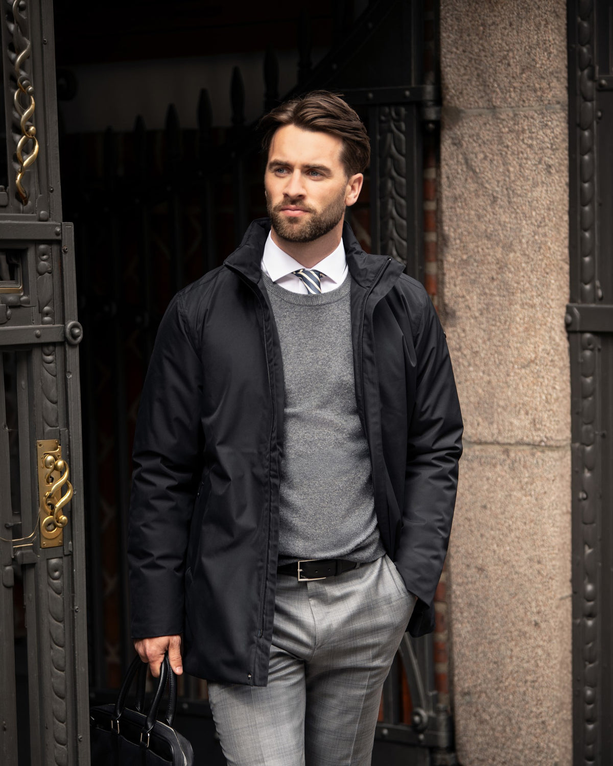 Folcroft Men Black AW25 Modelimage (1)